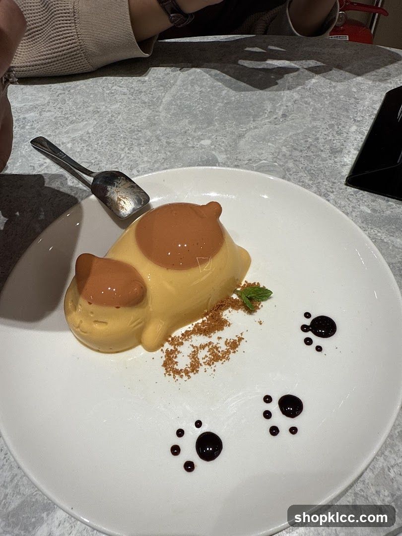 Cat-shaped dessert on a plate
