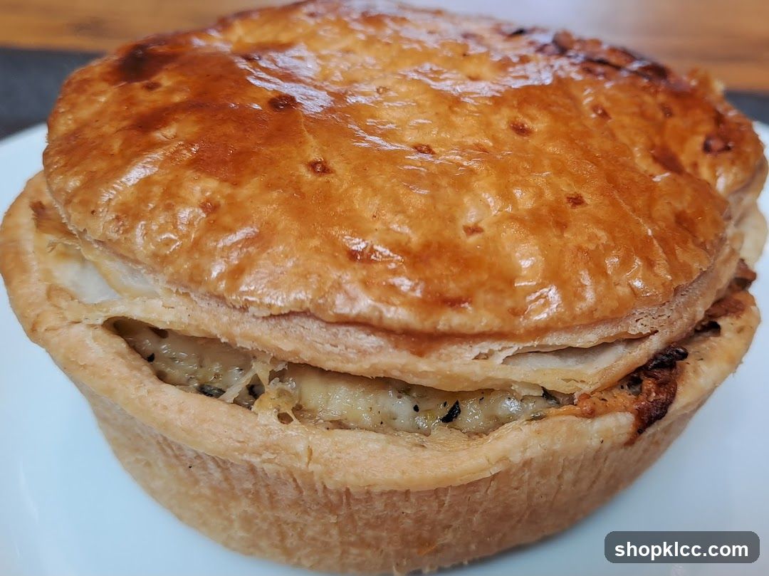 Golden-brown pie with flaky crust