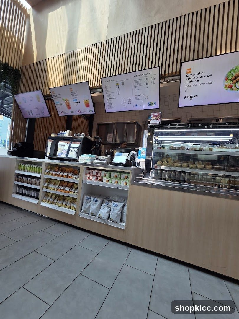 Cafe Counter with Menu Displays and Packaged Goods