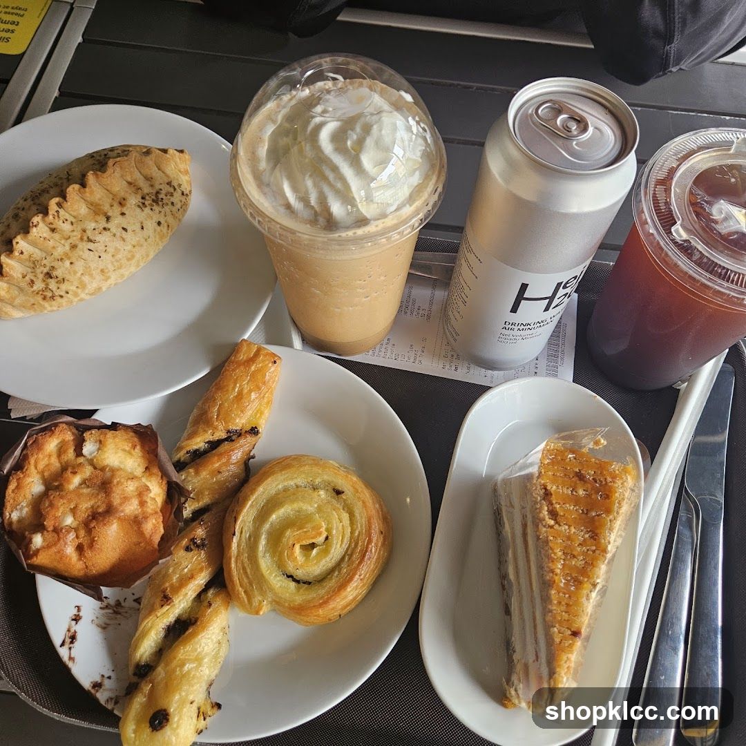 Tray of pastries and drinks