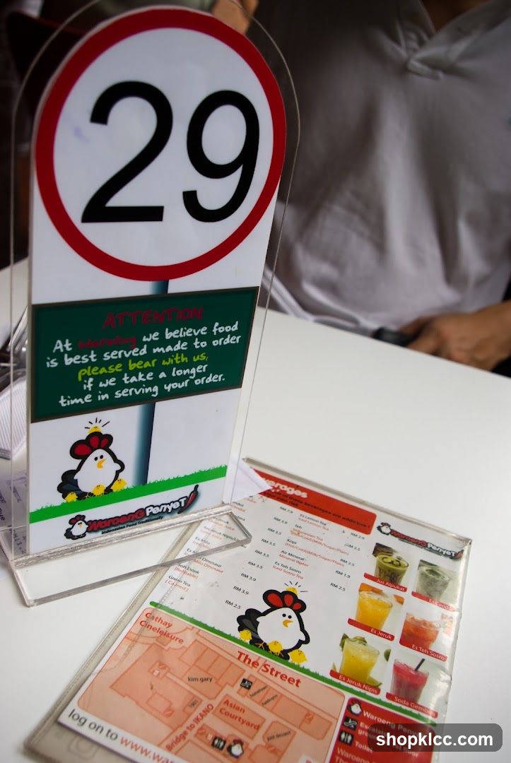 Table number and menu