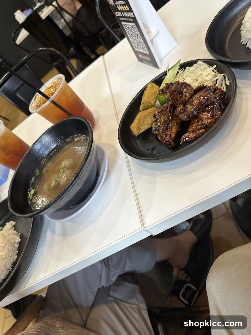 Table with food and drinks