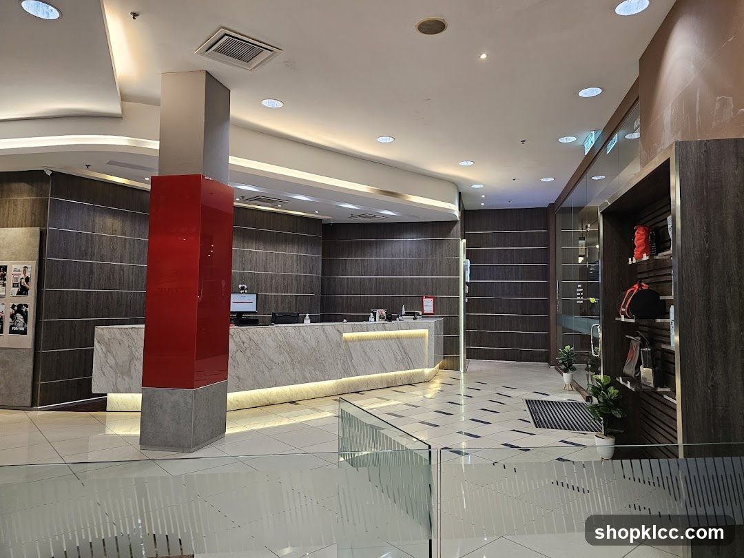 Modern Reception Area with Display Shelves
