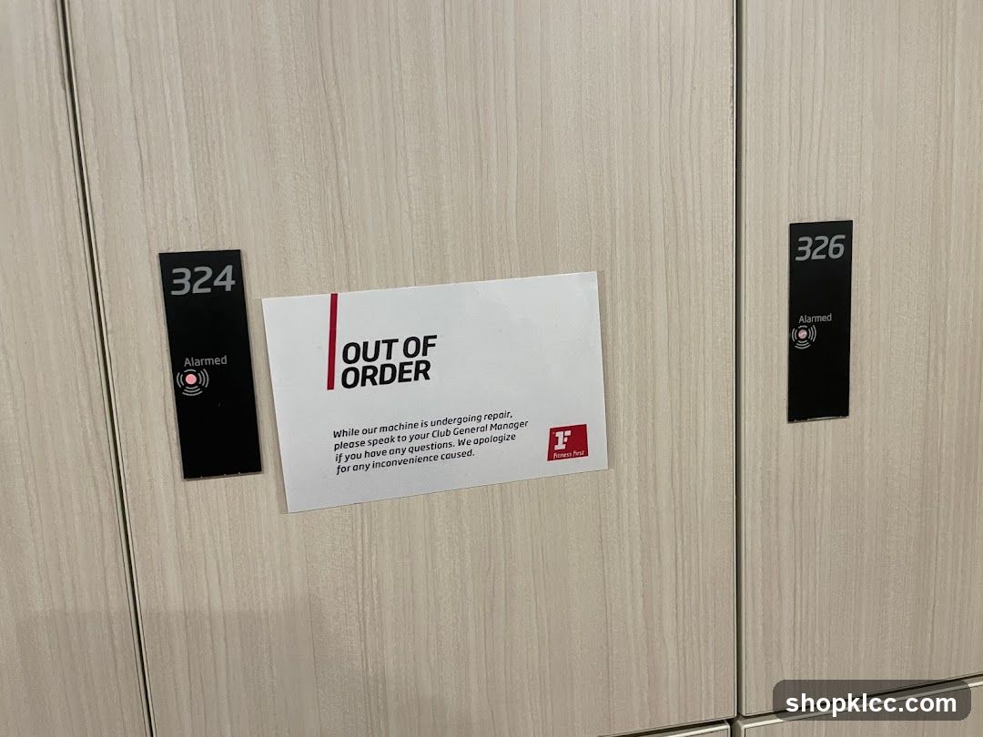 Out of Order Sign on Lockers