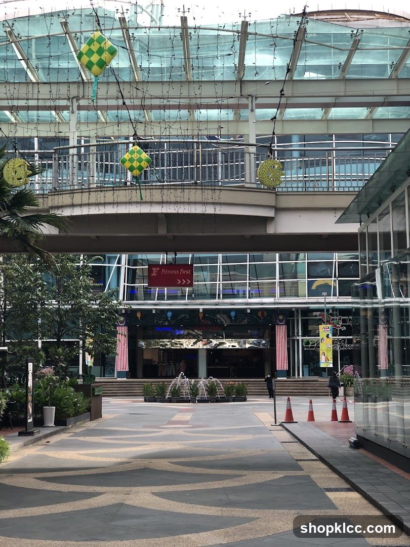 Outdoor walkway with festive decorations