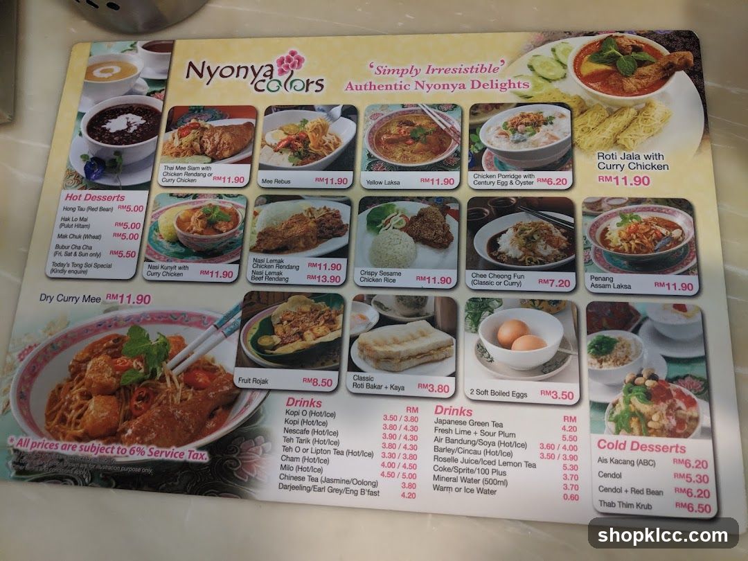 Nyonya Colors Menu