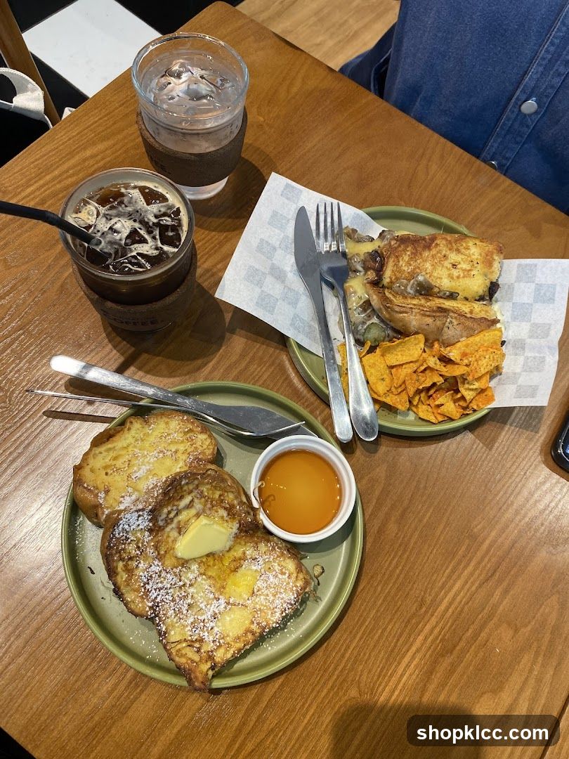 Breakfast Spread with French Toast and Sandwich