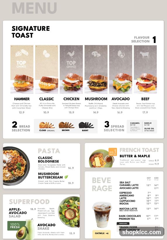 Signature Toast Menu