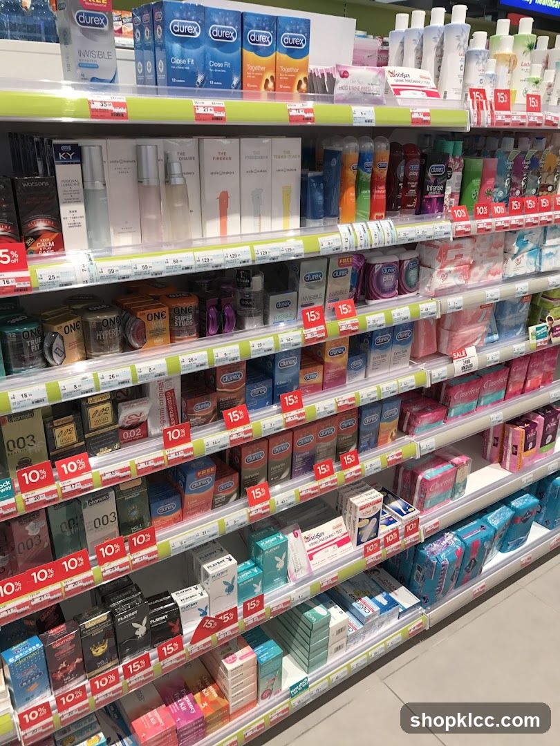 Aisle of personal care and hygiene products in a store