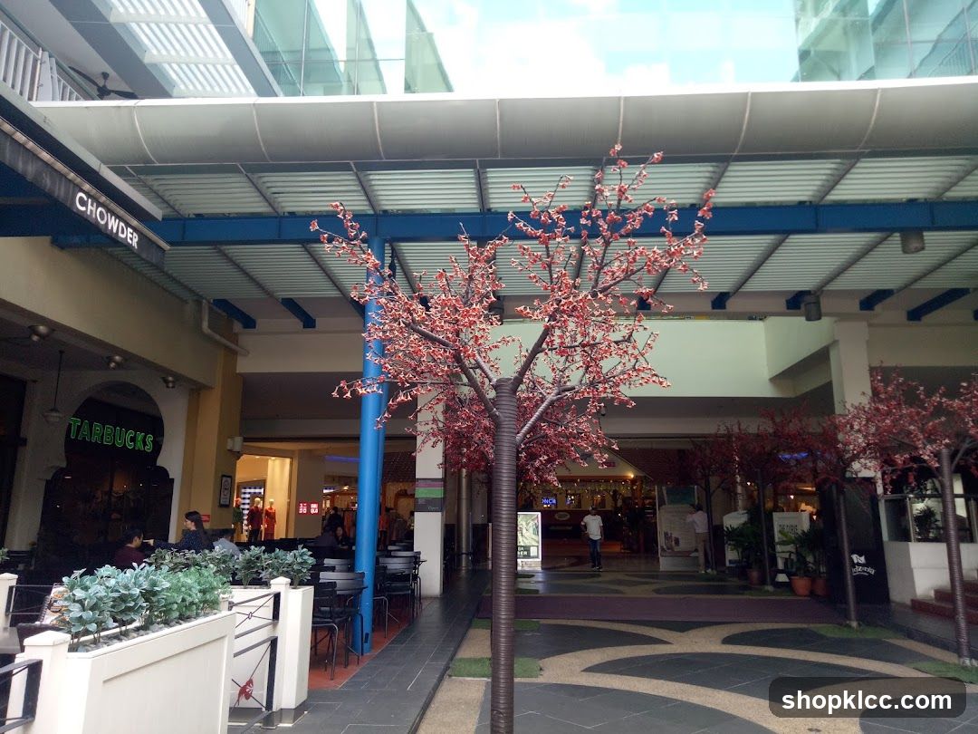 Shopping Mall Interior with Artificial Trees