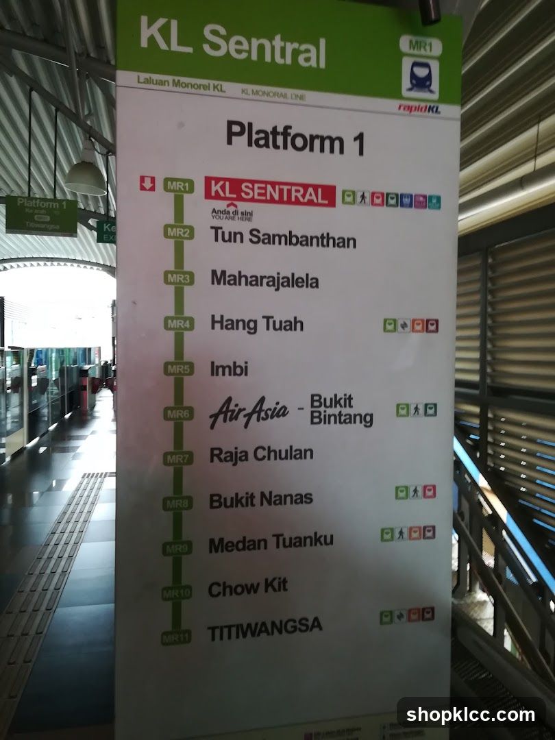 KL Monorail Platform 1 Sign