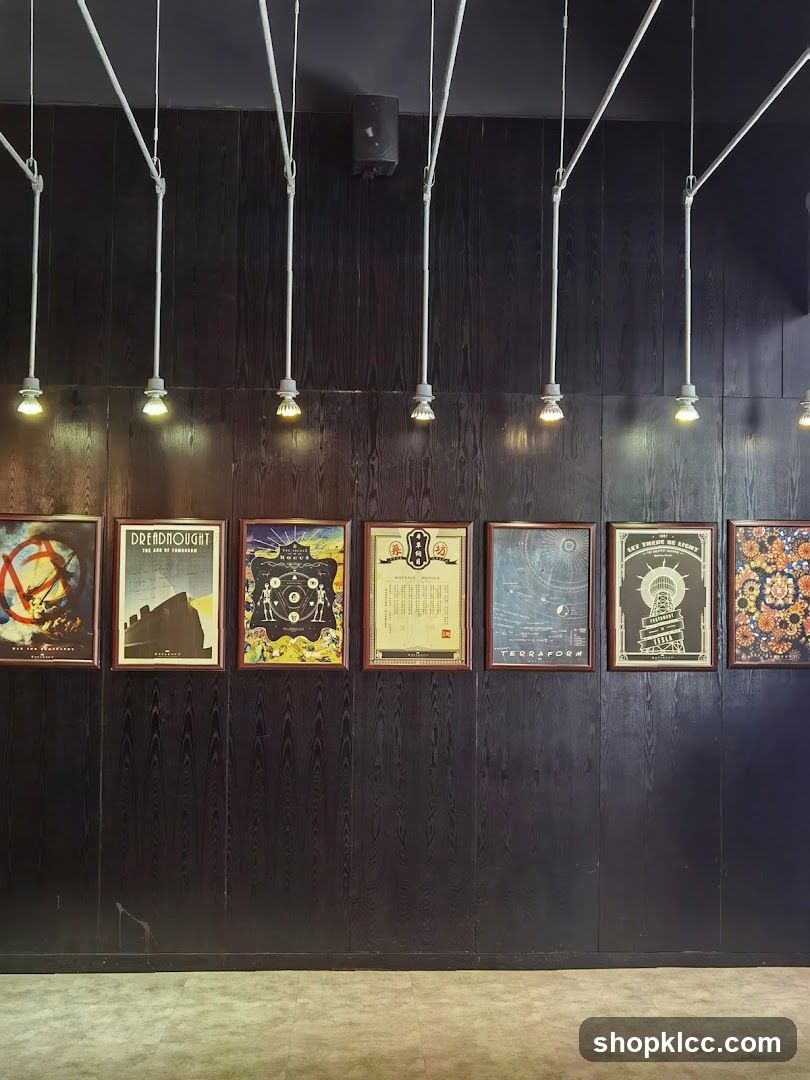 Framed Artwork on Dark Wood Wall