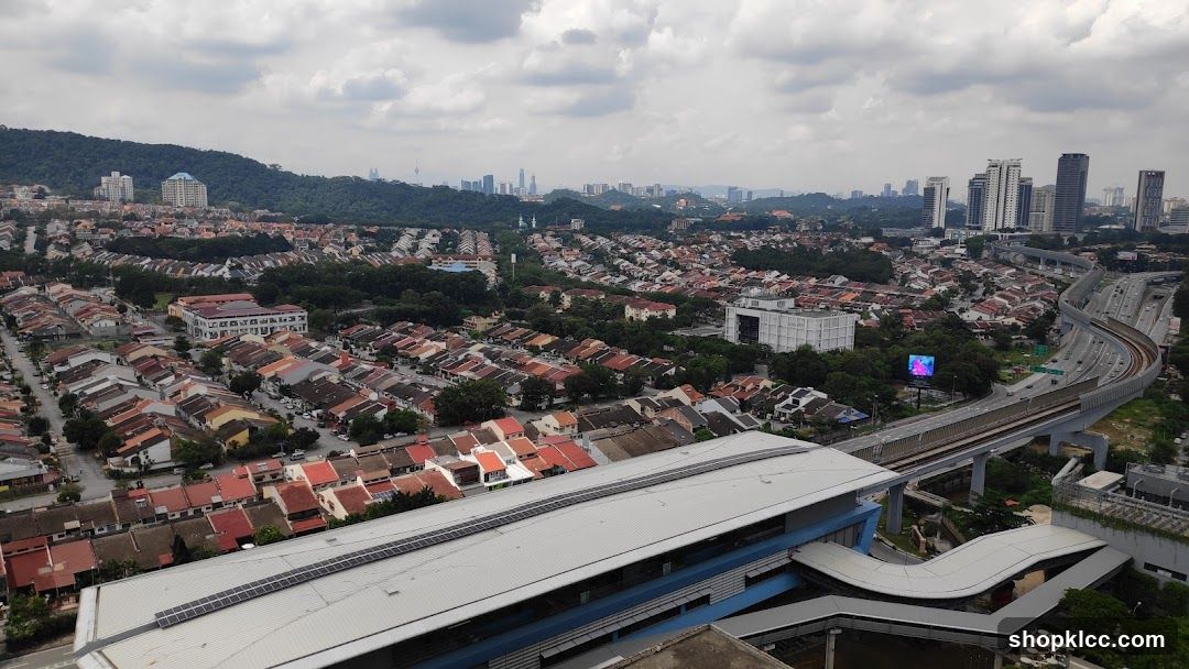Cityscape with Residential Area and Elevated Train Track