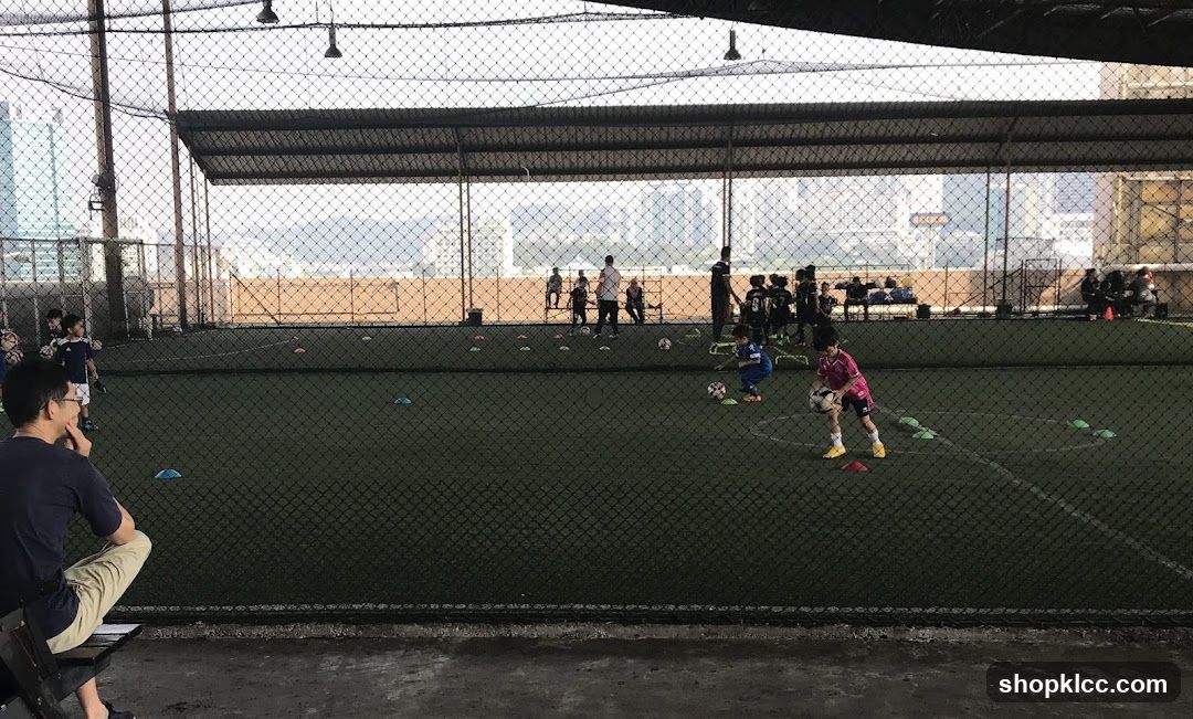 Children practicing soccer