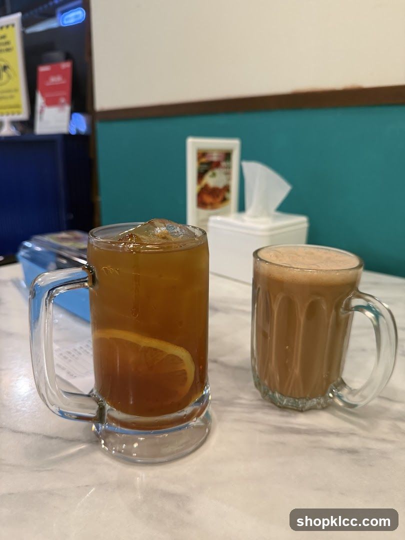 Two drinks on a table