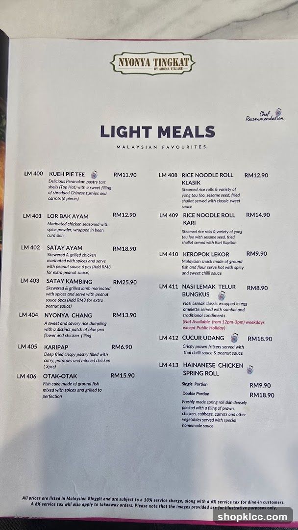 LIGHT MEALS MALAYSIAN FAVOURITES