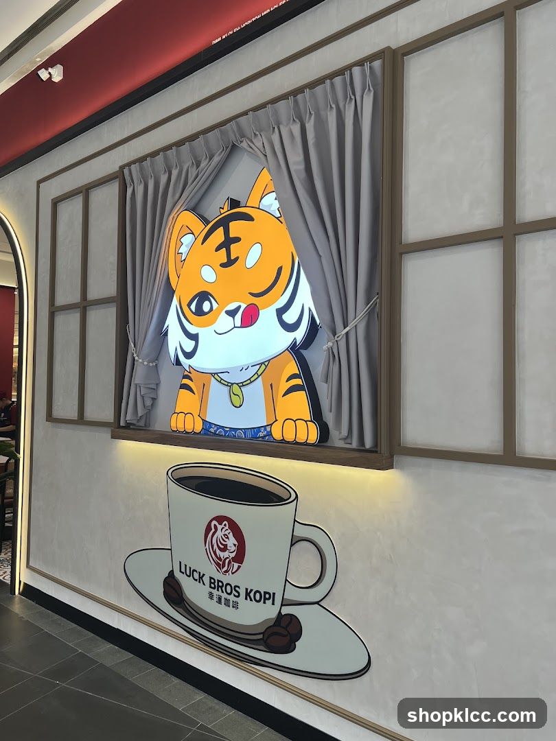 Cartoon Tiger and Coffee Cup Mural