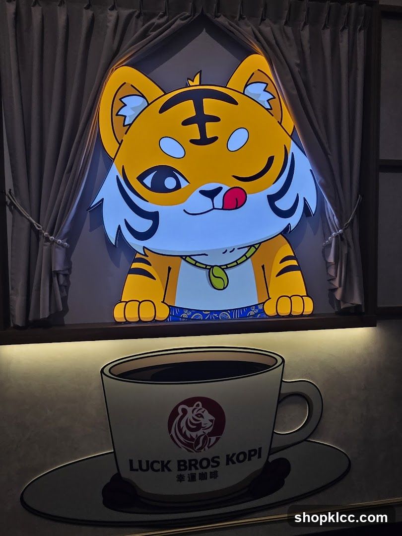 Cartoon Tiger and Coffee Cup Mural