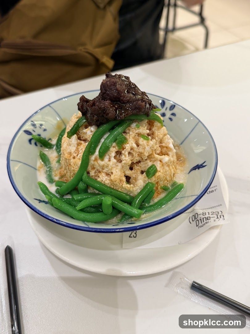 Dessert with Green Beans and Meat