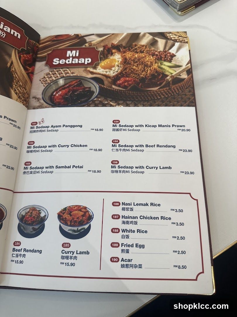 Mi Sedaap Menu