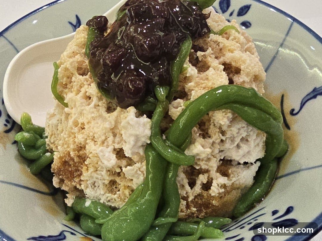 Dessert with Shaved Ice and Green Jelly