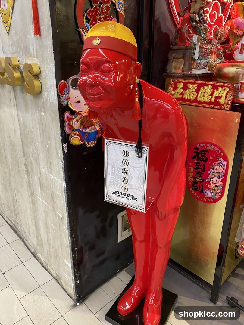 Red Statue with Menu Board