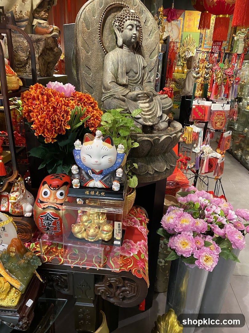 Buddha Statue and Decorative Items Display