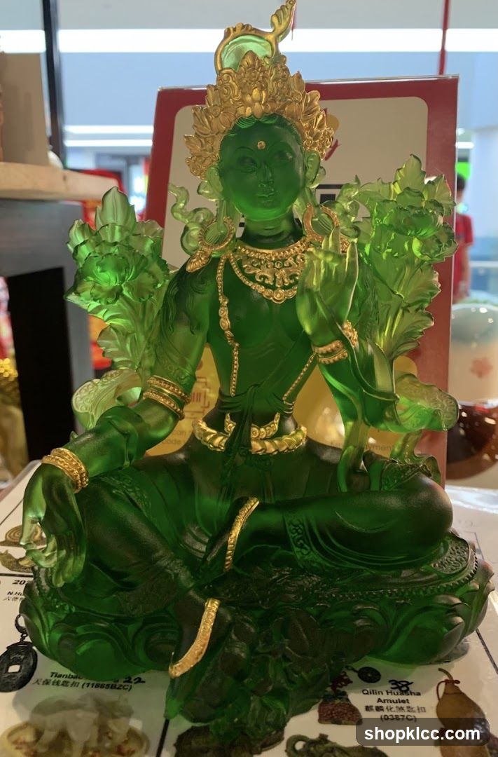 Green Jade Buddha Statue Display