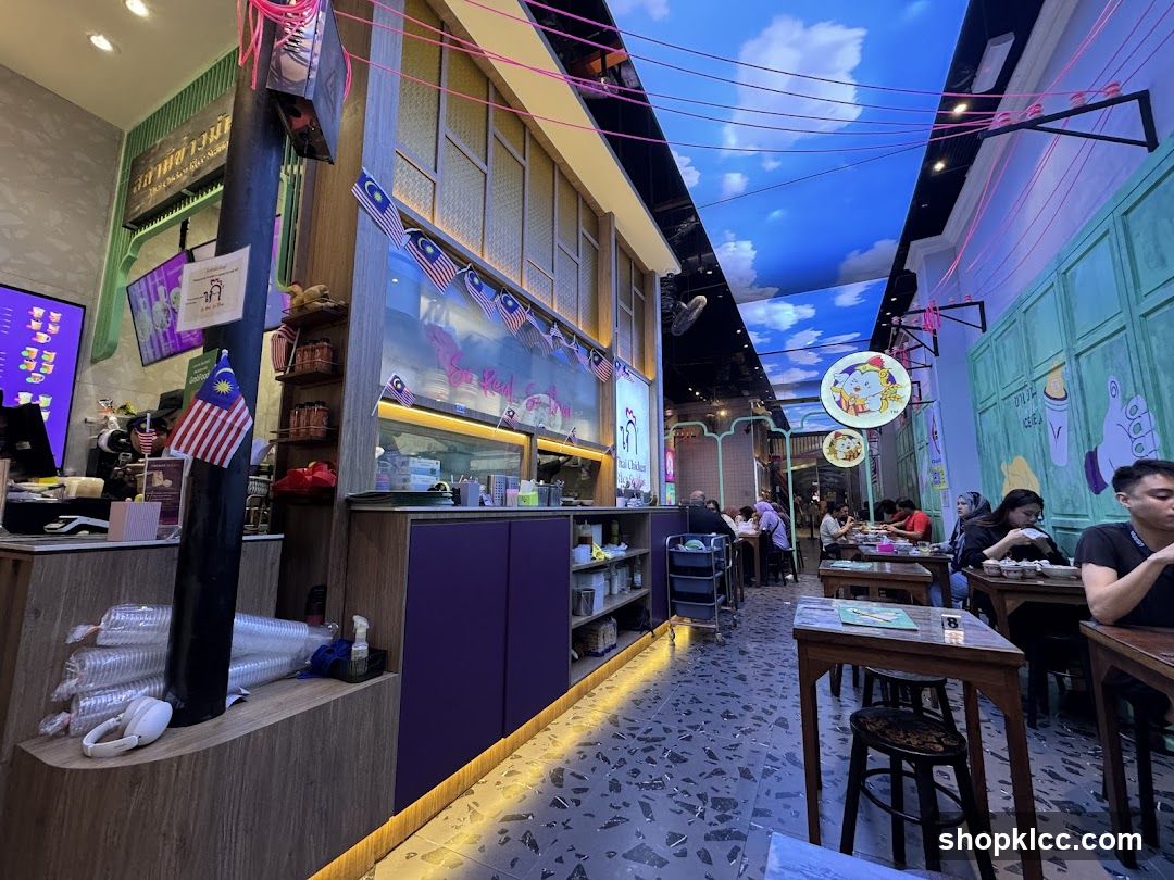 Restaurant Interior with Malaysian Flags