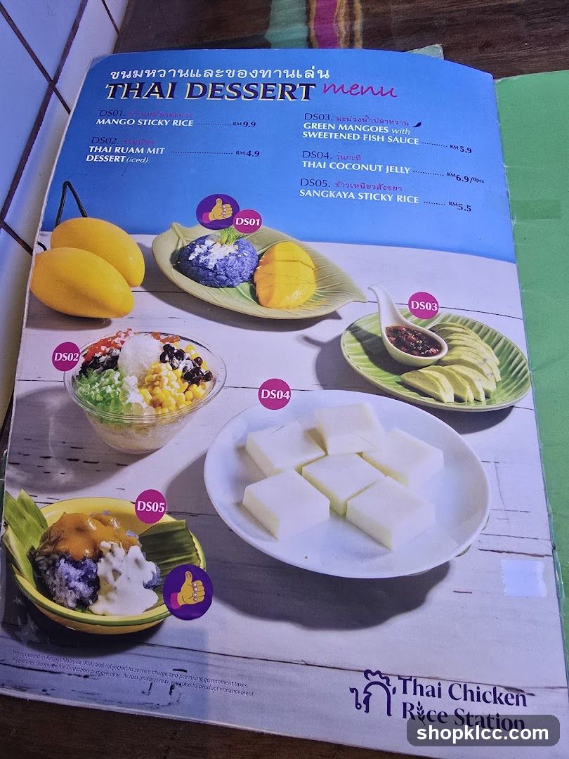 THAI DESSERT menu