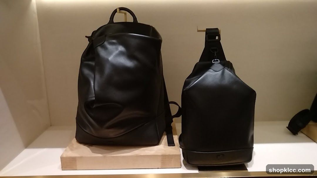 Black Leather Backpacks Display