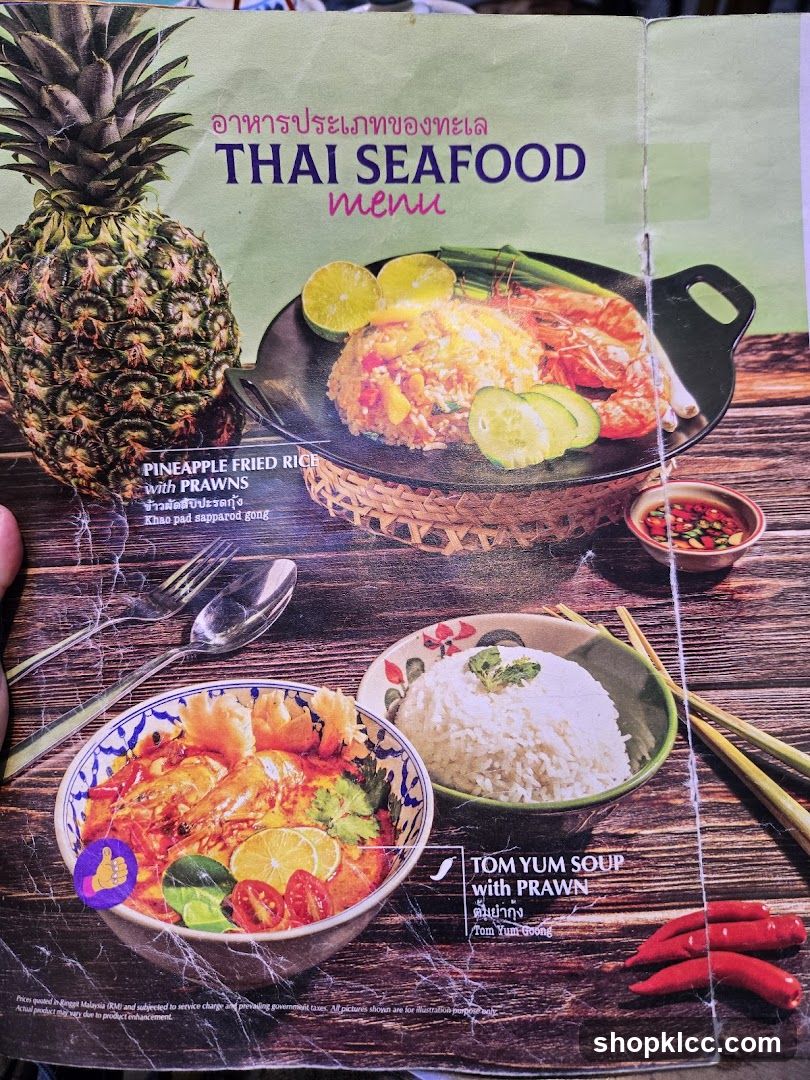 THAI SEAFOOD menu