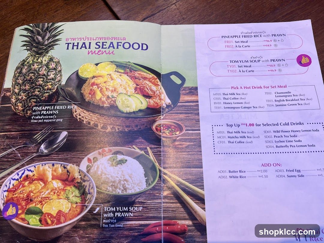THAI SEAFOOD menu