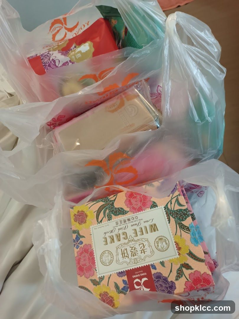 Plastic bags with packaged goods