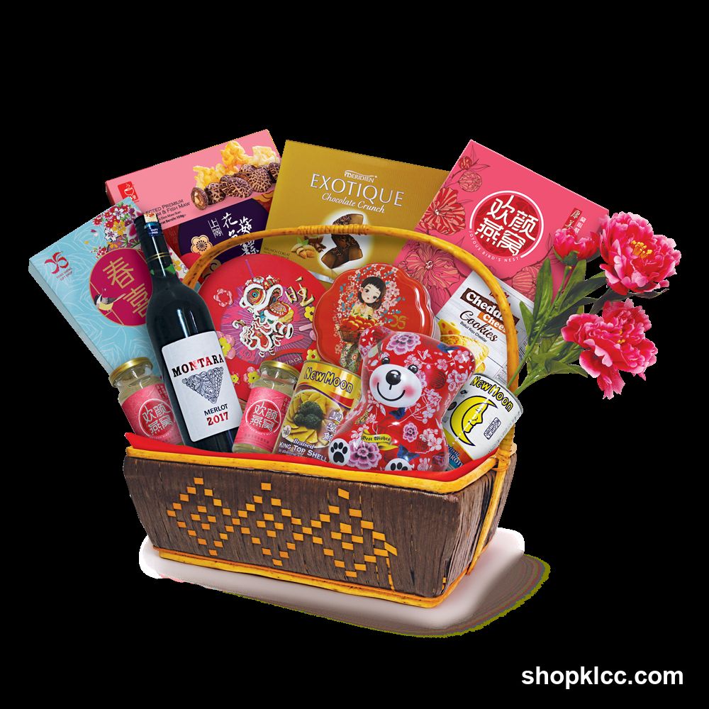 Gift Basket with Food and Flowers