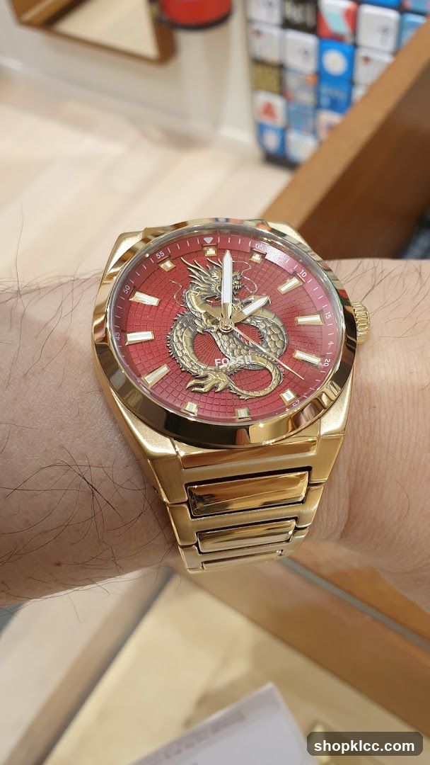 Gold Watch with Dragon Design