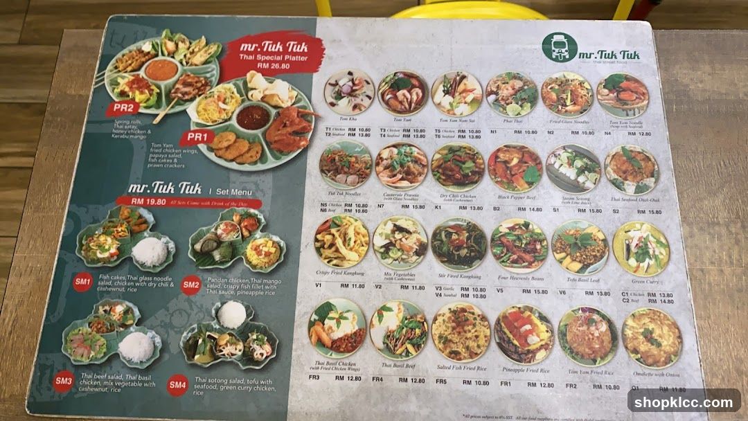 Mr. Tuk Tuk Menu