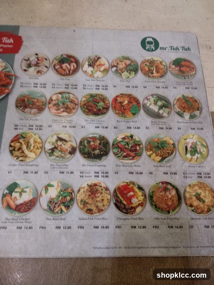 mr. Tuk Tuk Menu