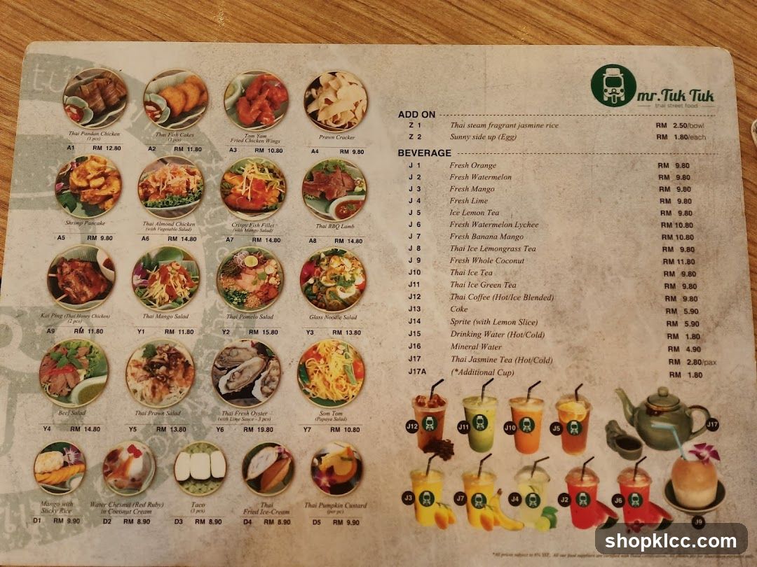mr. Tuk Tuk Menu