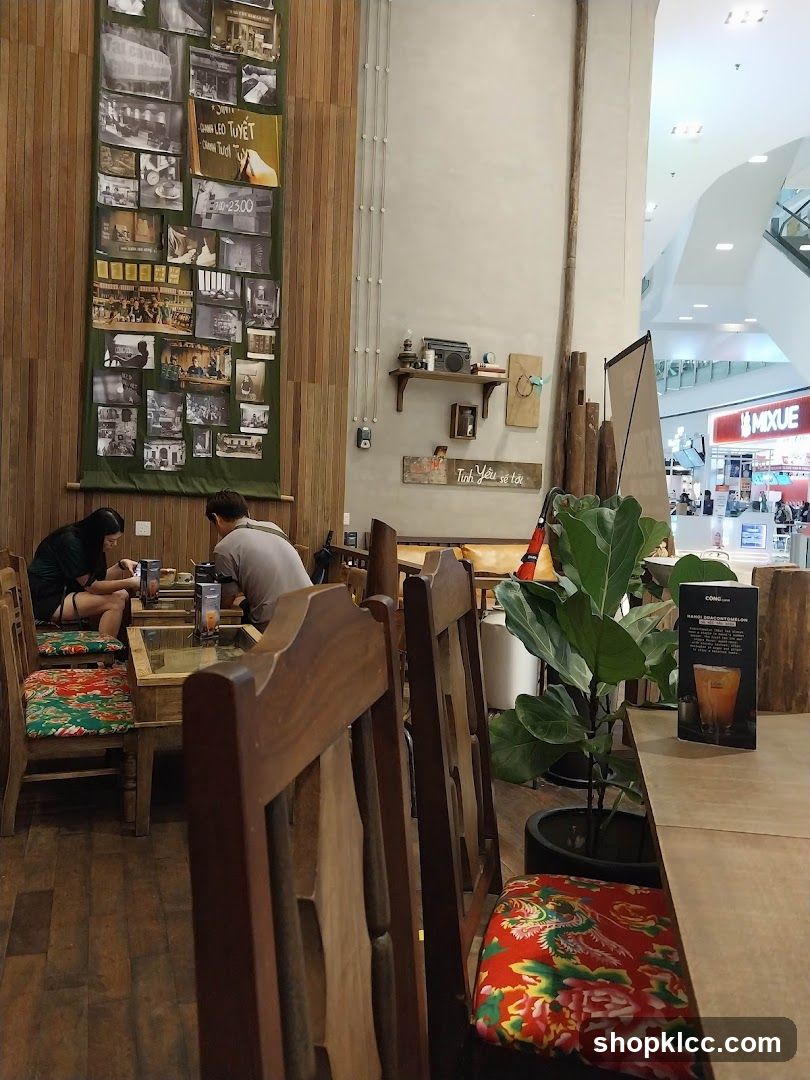 Cafe Interior with Vintage Photos and Plants