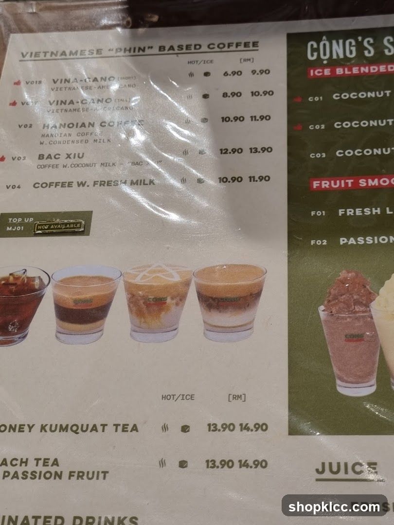 Cong's Vietnamese Coffee Menu