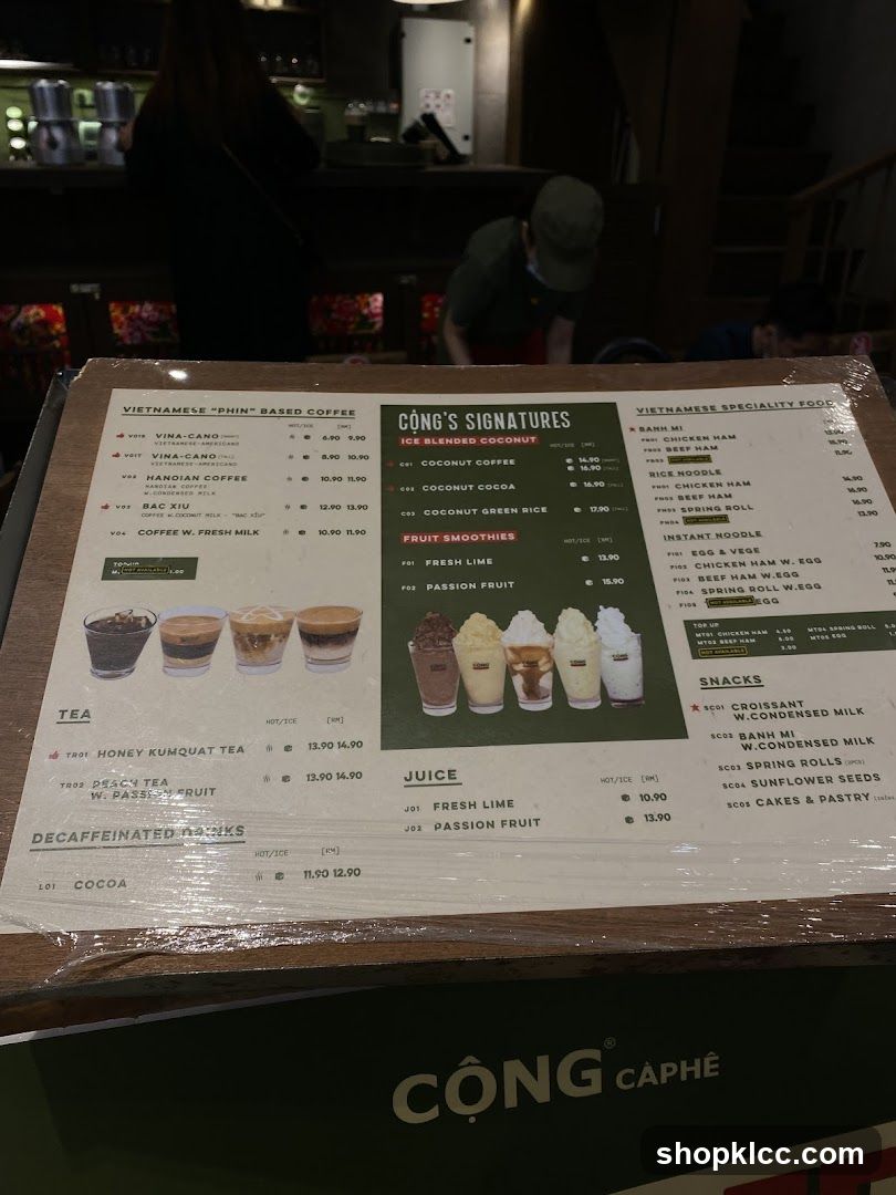 Cong Caphe Menu