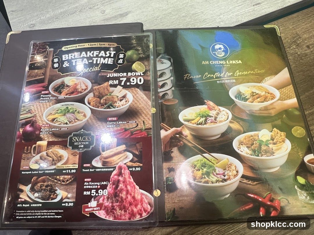 Ah Cheng Laksa Menu