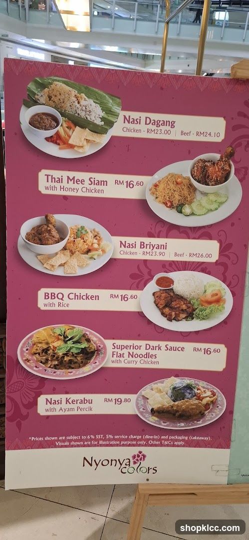 Nyonya Colors Menu