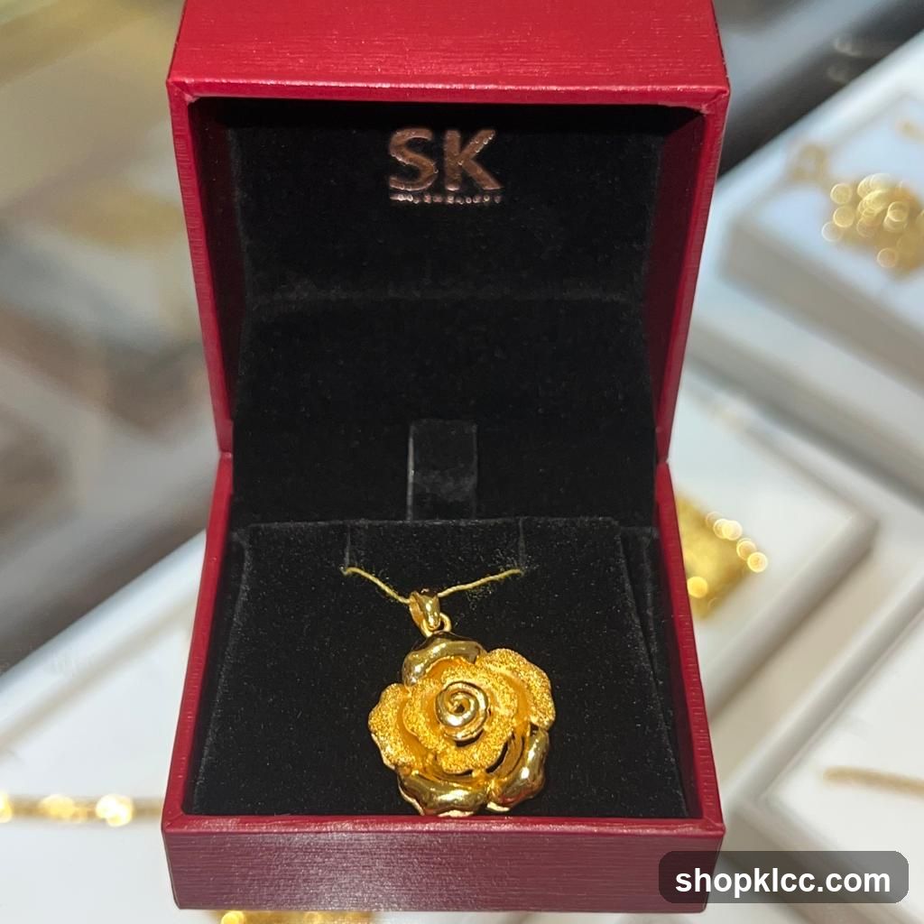 Gold Rose Pendant in a Jewelry Box