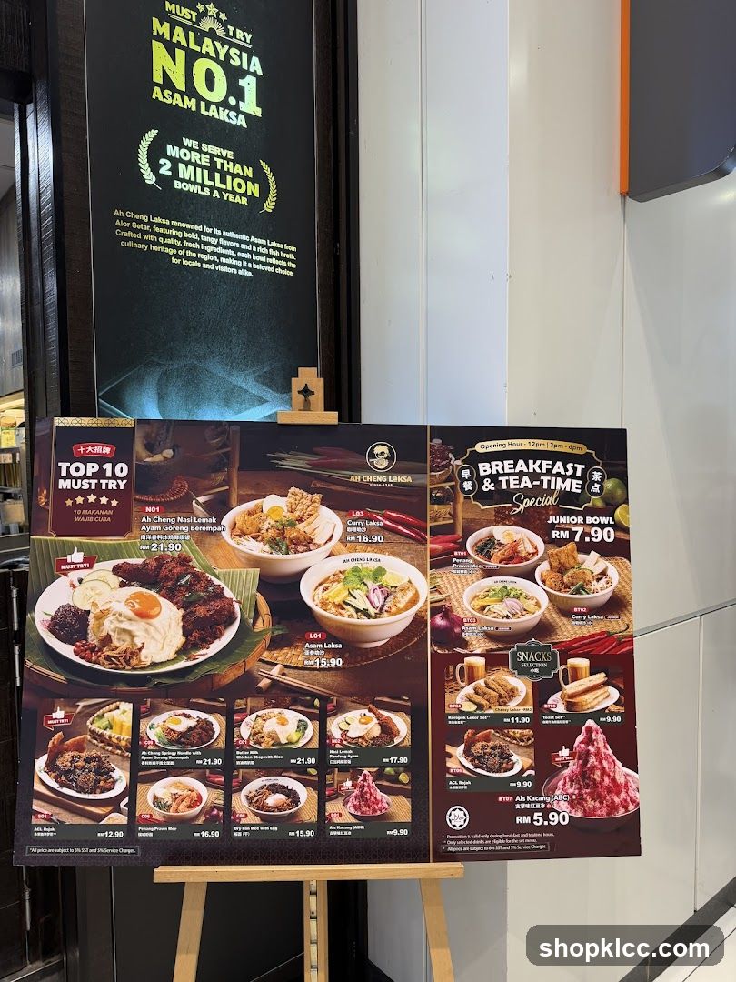 Menu Board for Ah Cheng Laksa