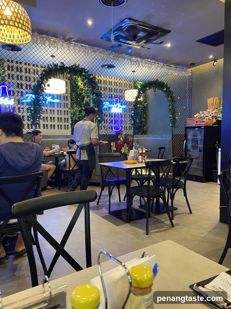 Restaurant Interior with Festive Decorations