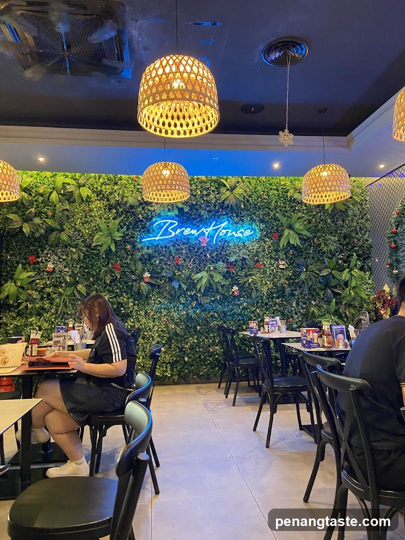 Restaurant Interior with Green Wall