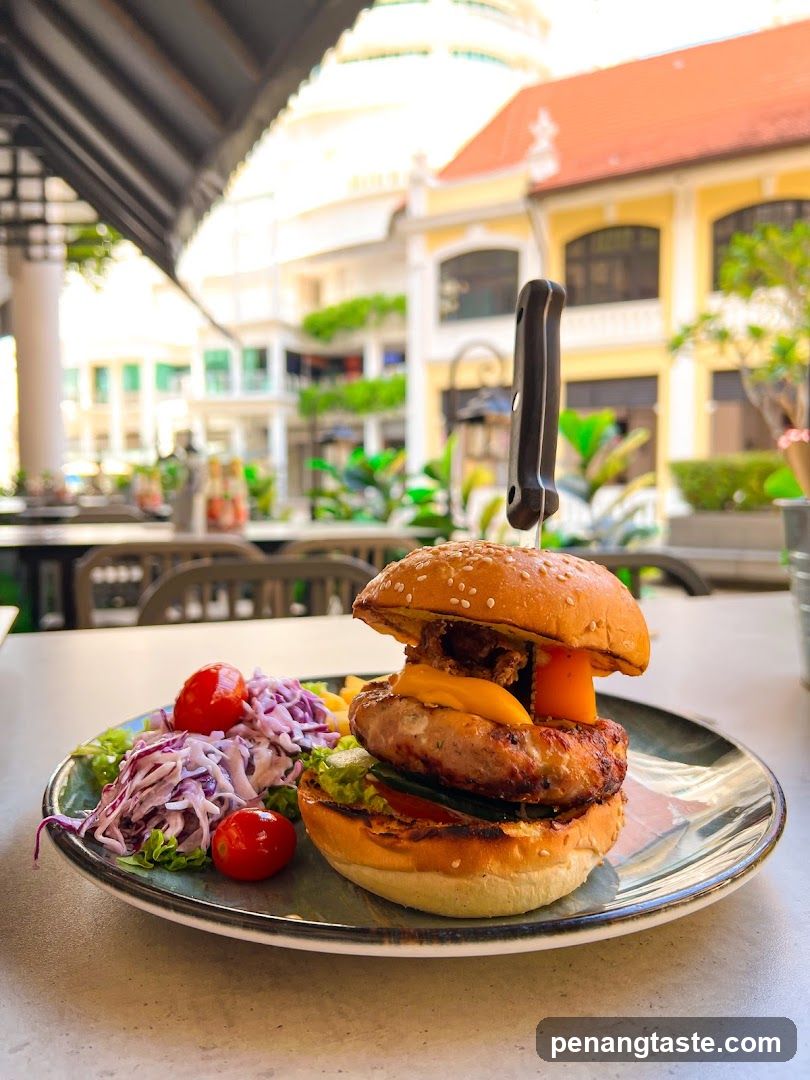 Burger with Coleslaw and Tomatoes