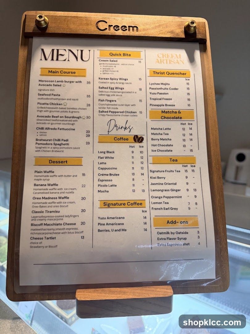 Creem Menu